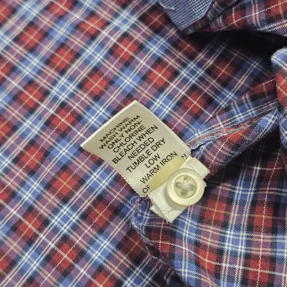 Banana Republic Mens Large L Button Down Shirt Soft Wash Plaid Long Sleeve Blue